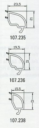 Fermavetro arrotondato
